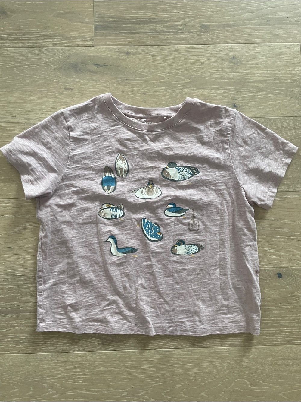 Uniqlo Light Pink Short Sleeve Tee with Duck and Shell Prints